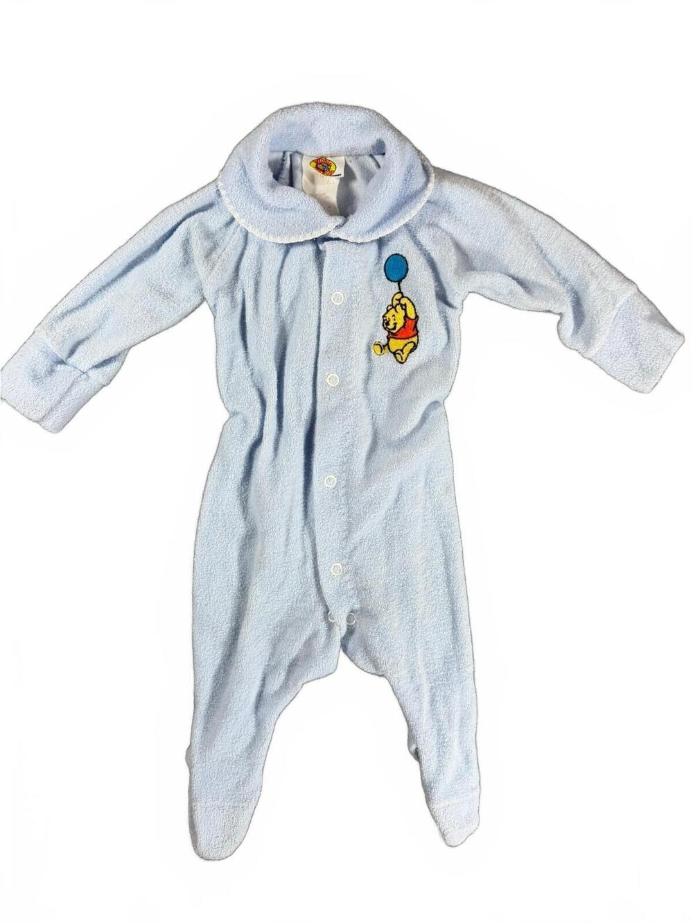 Vintage 1970s Sears Disney Winnie the Pooh Baby Terry Cloth Footed Sleeper NB